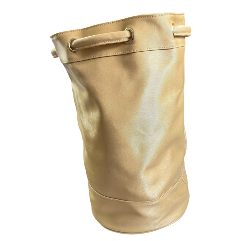 Karl Lagerfeld Drawstring Bucket Tote Bag Vtg 90s Sun Moon Stars Cinch Sac Gold - Picture 16 of 16